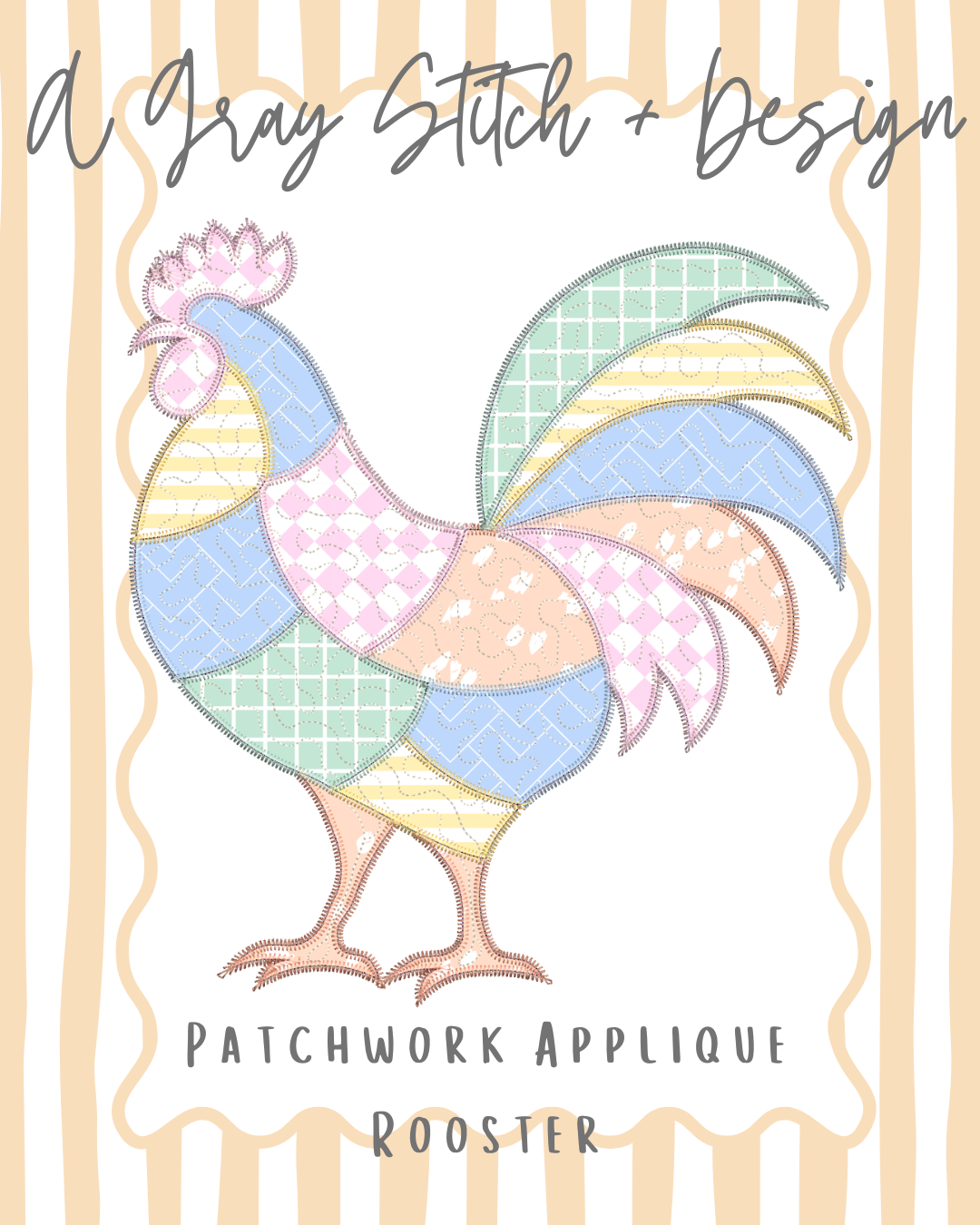 Patchwork Rooster Applique – A Gray Stitch and Design