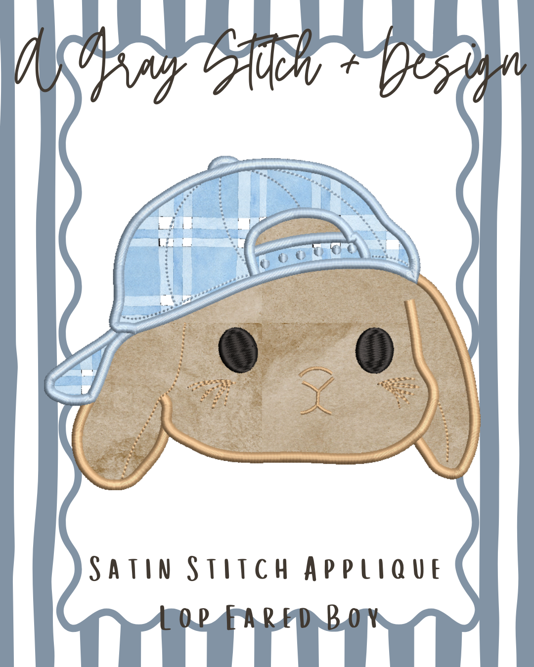 Satin Stitch Applique Lop Eared Bunny Boy – A Gray Stitch and Design
