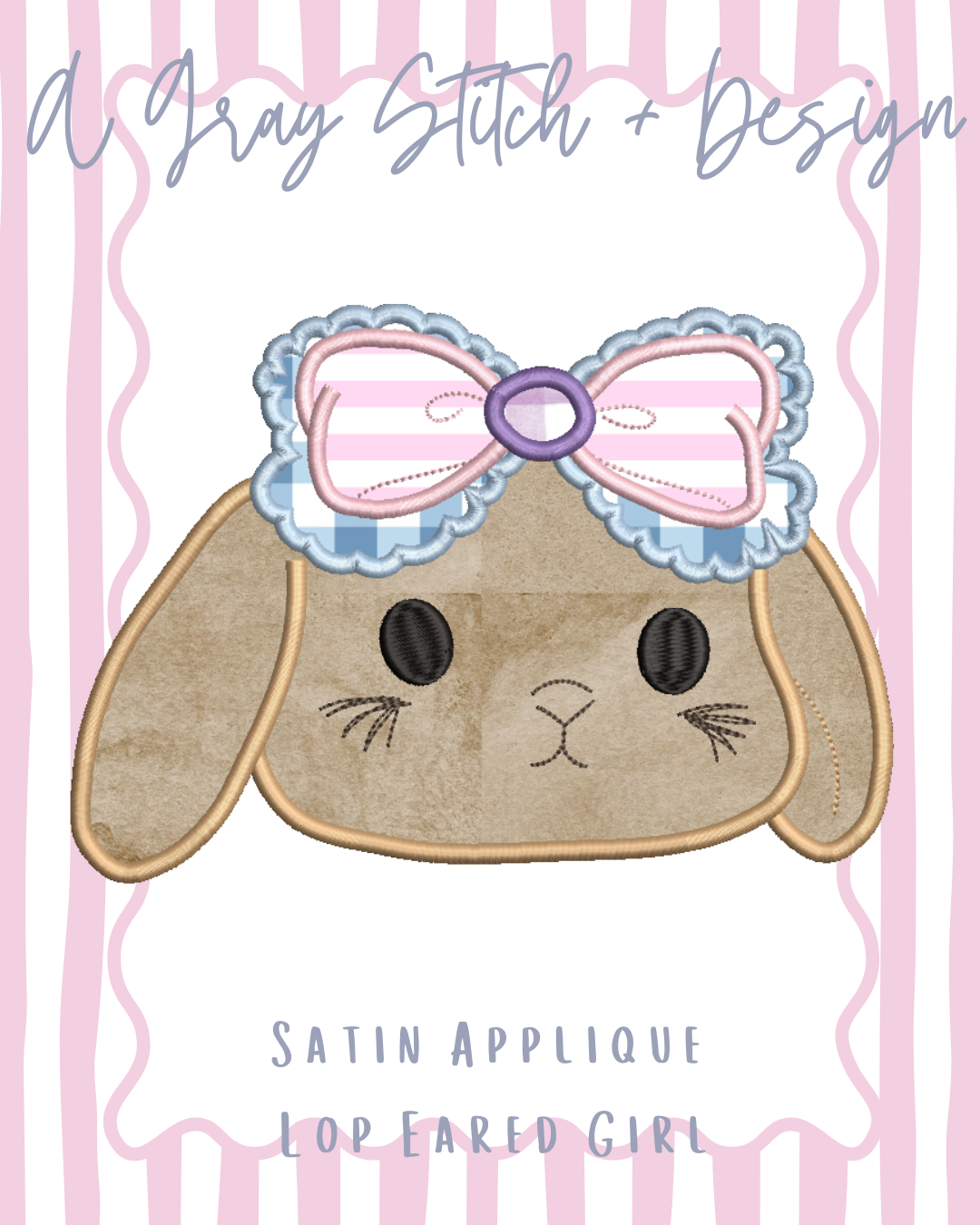 Satin Stitch Applique Lop Eared Bunny Girl