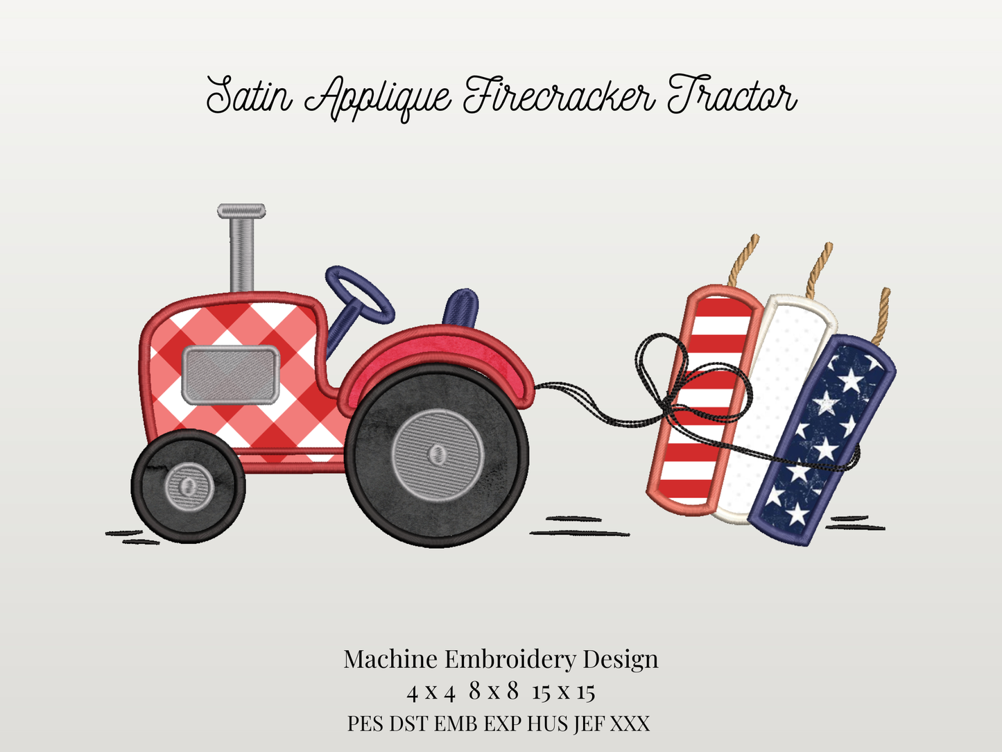 Satin Applique Firecracker Tractor