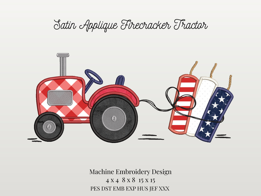 Satin Applique Firecracker Tractor