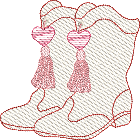 Sketch Fill Valentine's Day Boots Machine Embroidery Design