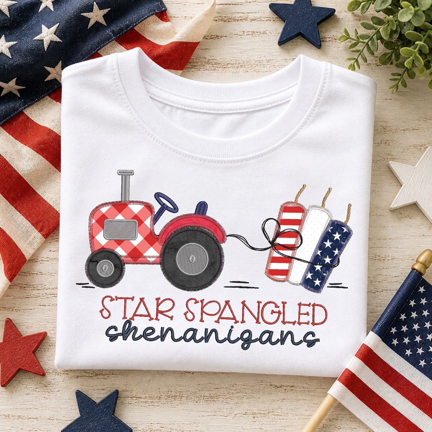 ZZ Applique Firecracker Tractor
