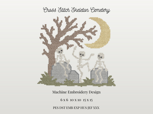 Cross Stitch Skeleton Cemetery