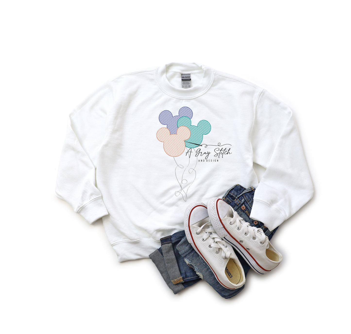 Sketch Mousehead Girl and Boy Balloon Bunch Design