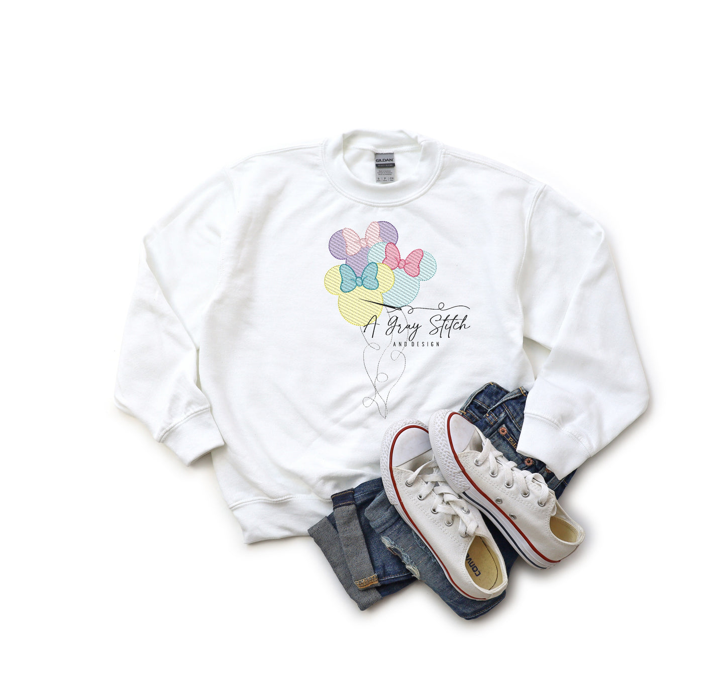 Sketch Mousehead Girl and Boy Balloon Bunch Design