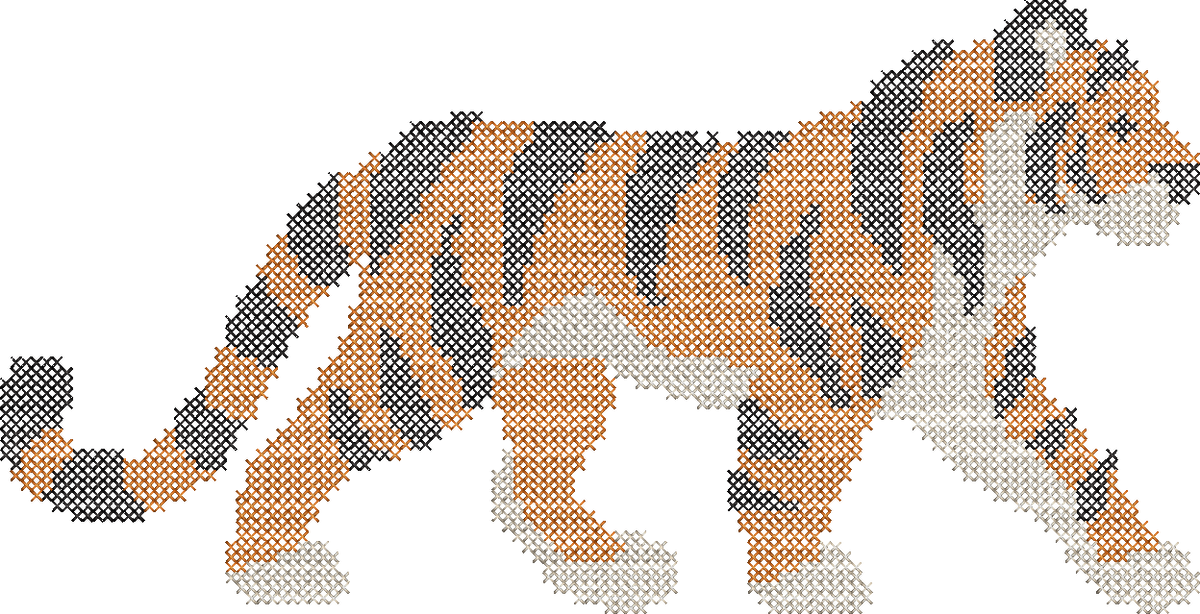 Cross Stitch Tiger Mascot