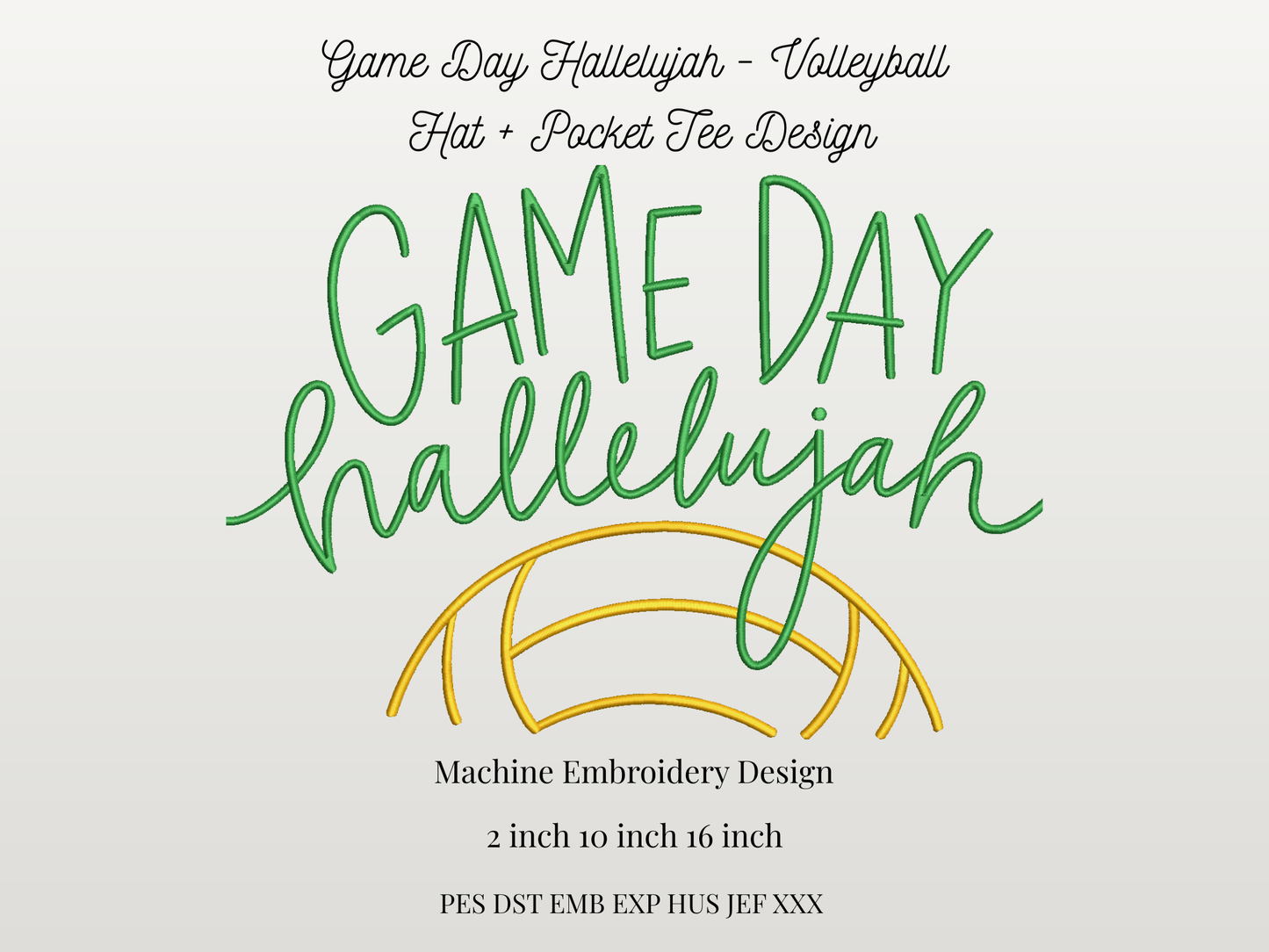 Game Day Hallelujah Embroidery Design | Volleyball