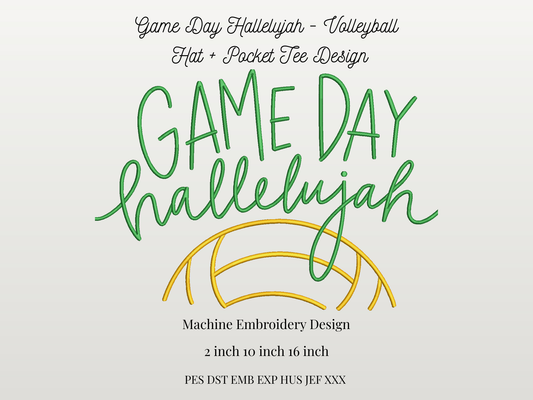 Game Day Hallelujah Embroidery Design | Volleyball
