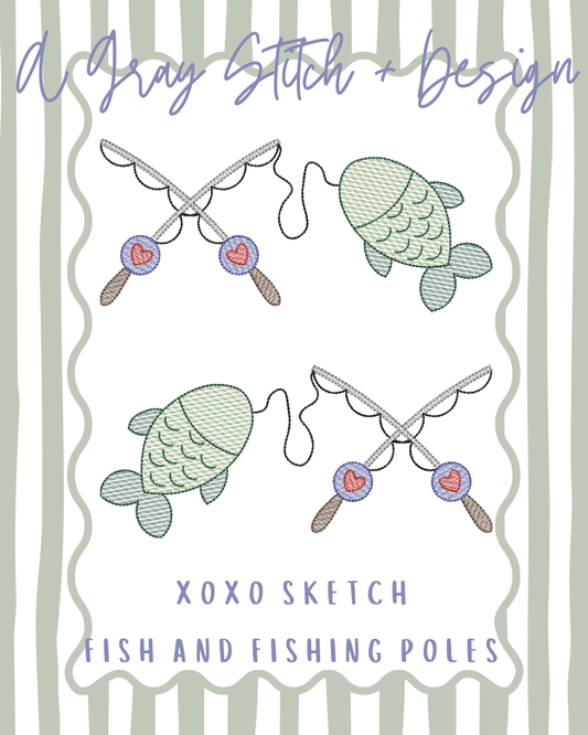 Sketch XOXO Fish and Fishing Poles