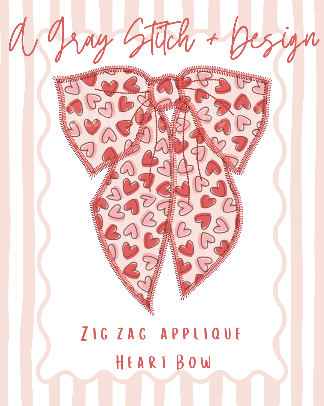 Zig Zag Stitch Applique Droopy Bow