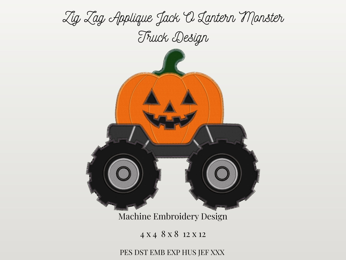 Jack O Lantern Monster Truck Zig Zag Applique