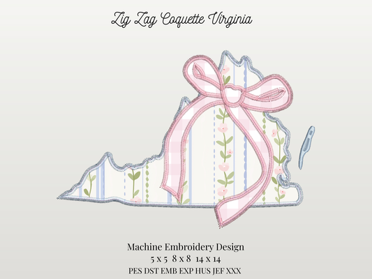 Zig Zag Stitch Coquette State of Virginia