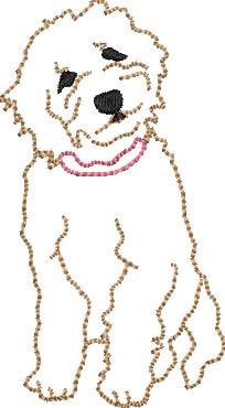 Doodle Dog Applique Embroidery Design, Golden Doodle Embroidery Design