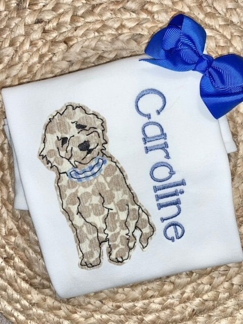 Doodle Dog Applique Embroidery Design, Golden Doodle Embroidery Design