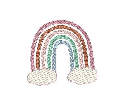 Boho Rainbow Embroidery Design, Vintage and Sketch Stitch Embroidery Design