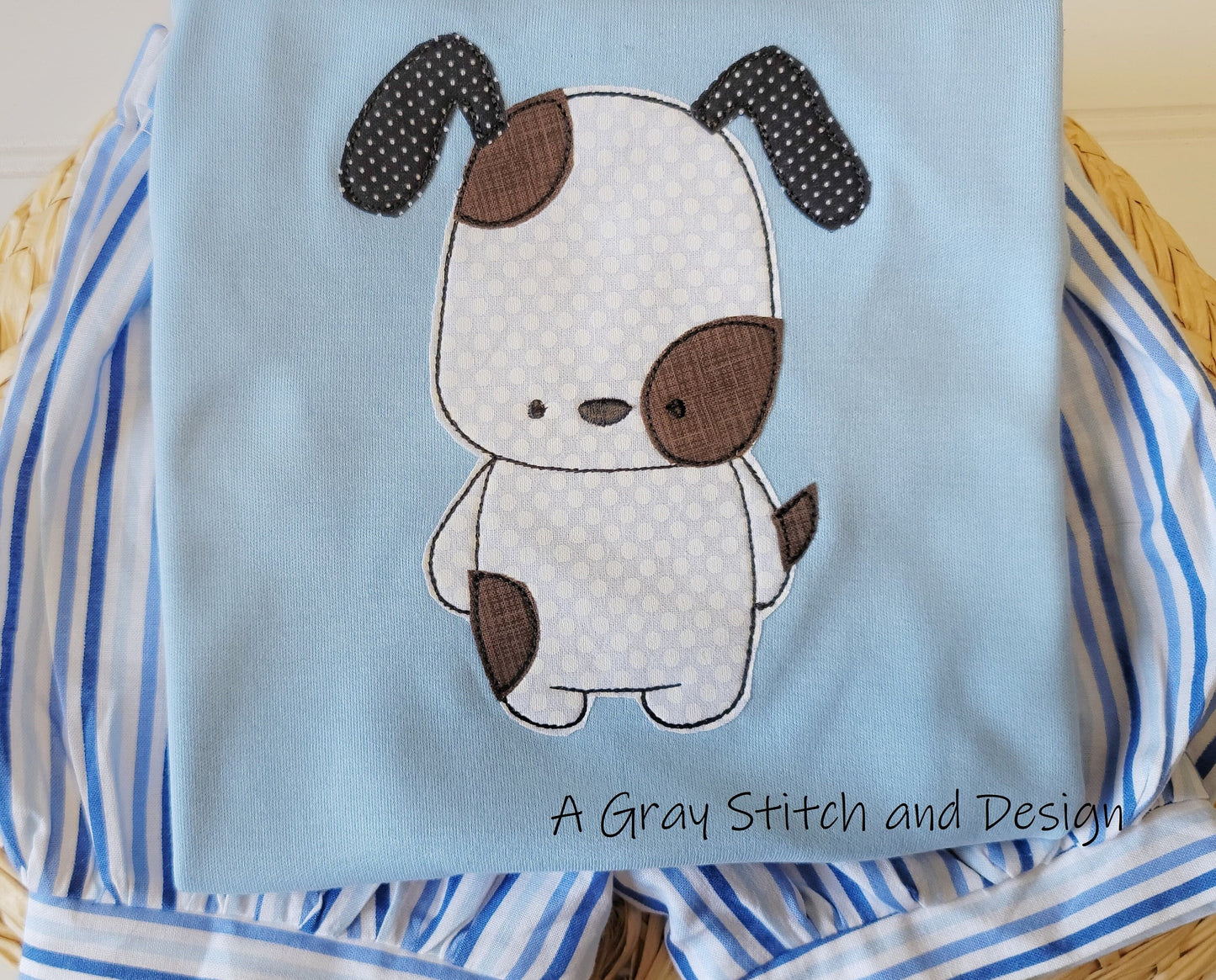 Quick Stitch Applique Quirky Cute Pup Applique Design