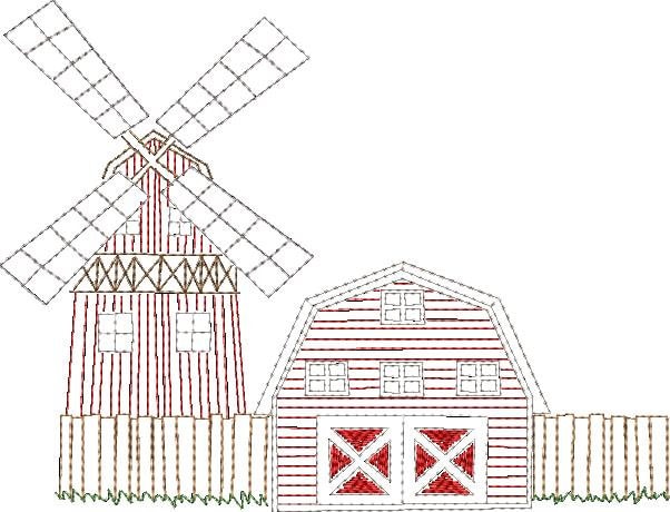 Vintage Stitch Farm Scene Embroidery Design Quick Stitch