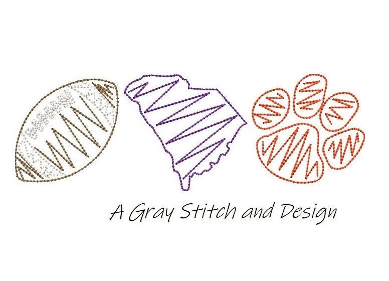 Tiger Paw Embroidery Design Quick Stitch Sketchy Trio