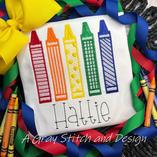 Sketch Fill Embroidery Design Crayons Quick Stitch