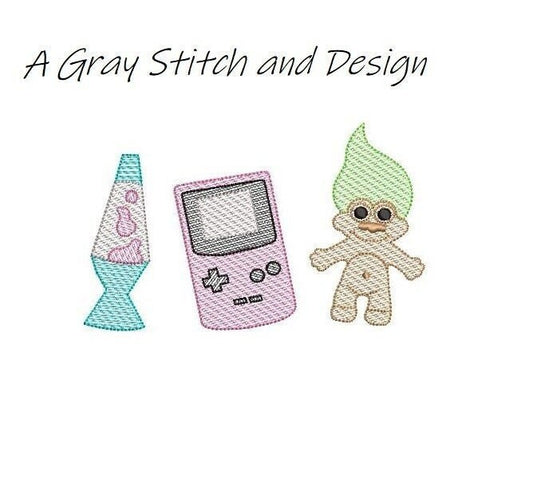 Quick Stitch 90s Trio Sketch Fill Embroidery Design