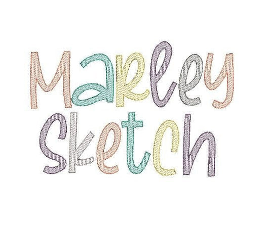 Marley Sketch Fill Font Embroidery Alphabet BX included