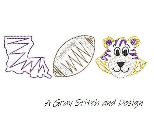 Tiger Embroidery Design Quick Stitch Sketchy Trio