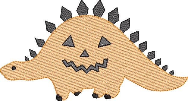 Pumpkin Dinosaur Quick Stitch Sketch Fill Halloween Machine Embroidery Design