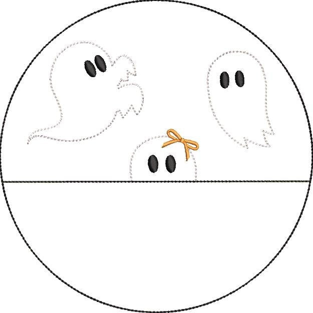 Quick Stitch Halloween Ghost with Bow Design Machine Embroidery