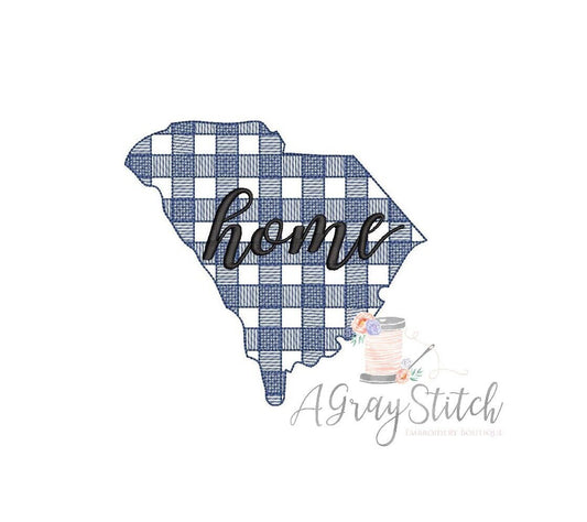 Gingham South Carolina State Embroidery Design Quick Stitch Sketch Fill