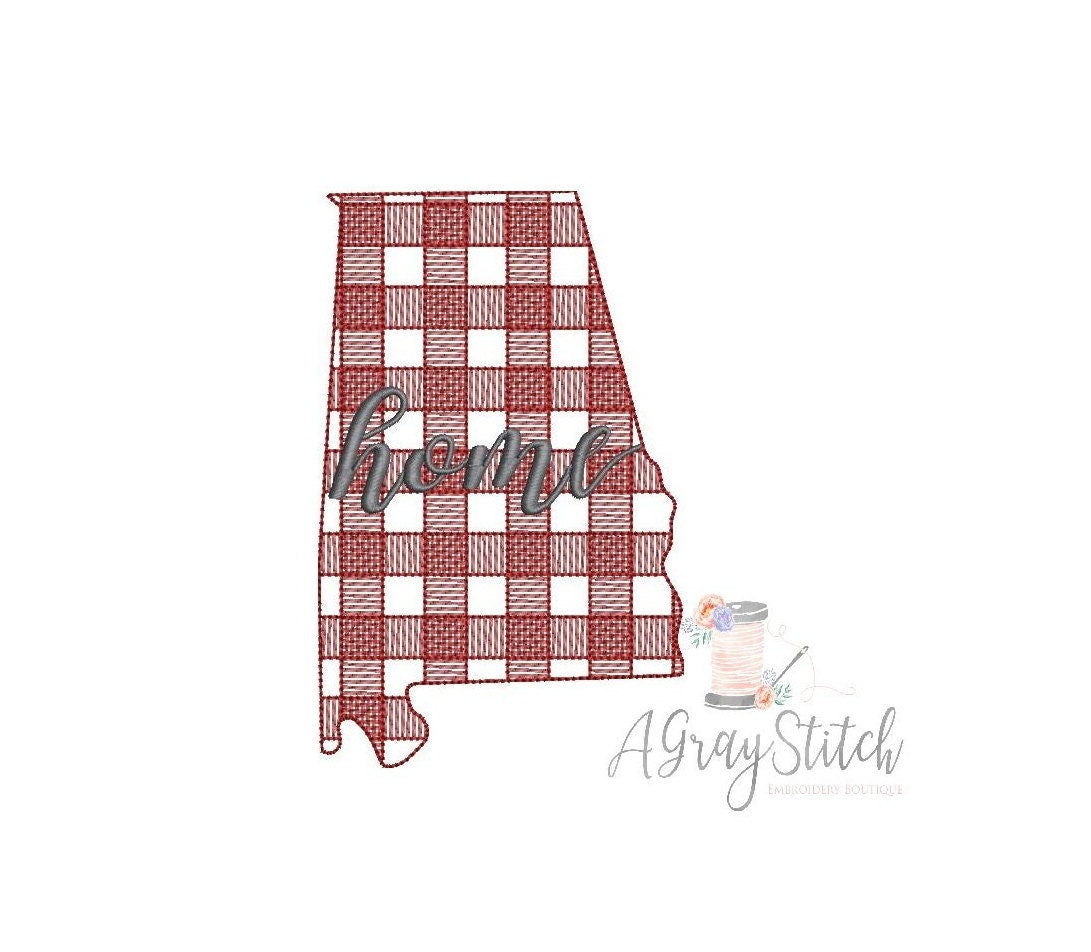 Gingham Alabama State Machine Embroidery Design Sketch Fill Quick Stitch