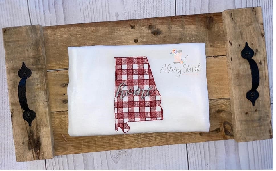 Gingham Alabama State Machine Embroidery Design Sketch Fill Quick Stitch