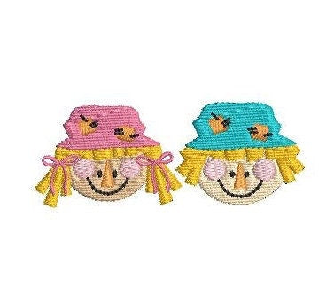 Mini Girl and Boy Scarecrow Machine Embroidery Designs