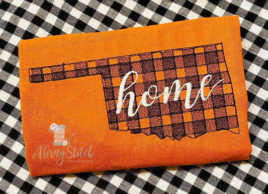 Gingham Sketch Fill Oklahoma State Embroidery Design