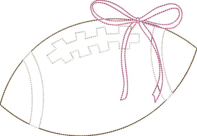 Football with Long Tail Bow Applique Machine Embroidery Design