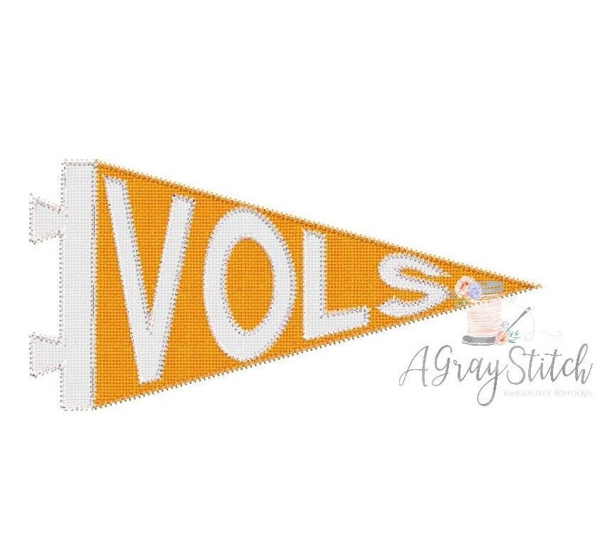 Vols Pennant Flag Applique Machine Embroidery Design