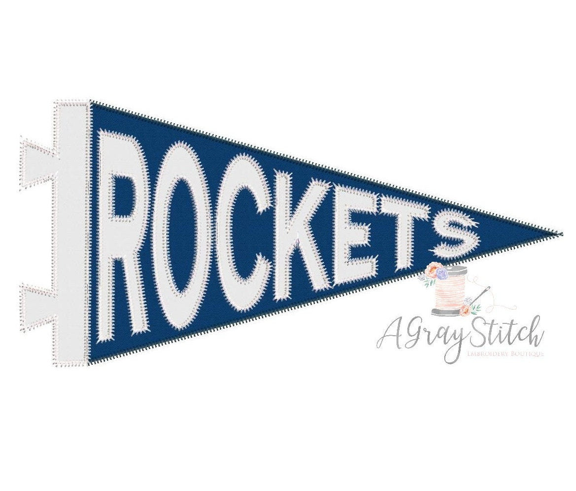 Rockets Spirit Pennant Flag Applique Machine Embroidery Design – A Gray ...