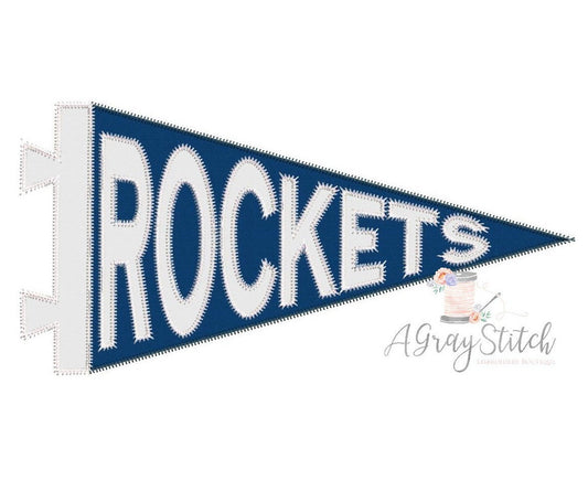 Rockets Spirit Pennant Flag Applique Machine Embroidery Design