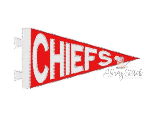 Chiefs Spirit Pennant Flag Applique Machine Embroidery Design