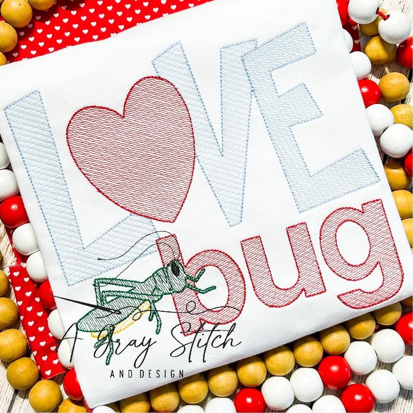 Sketch Fill Love Bug with Grasshopper Boys' Machine Embroiery Design