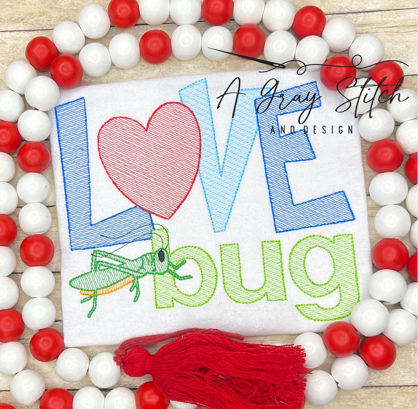 Sketch Fill Love Bug with Grasshopper Boys' Machine Embroiery Design