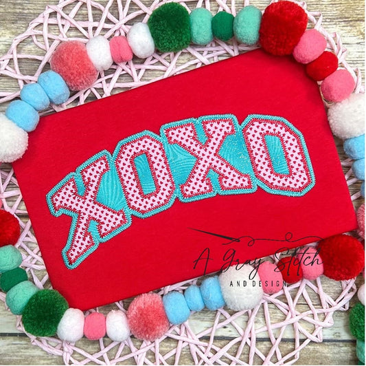 XOXO Double Applique Zig Zag Quick Stitch Machine Embroidery Design