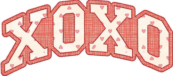 XOXO Double Applique Zig Zag Quick Stitch Machine Embroidery Design