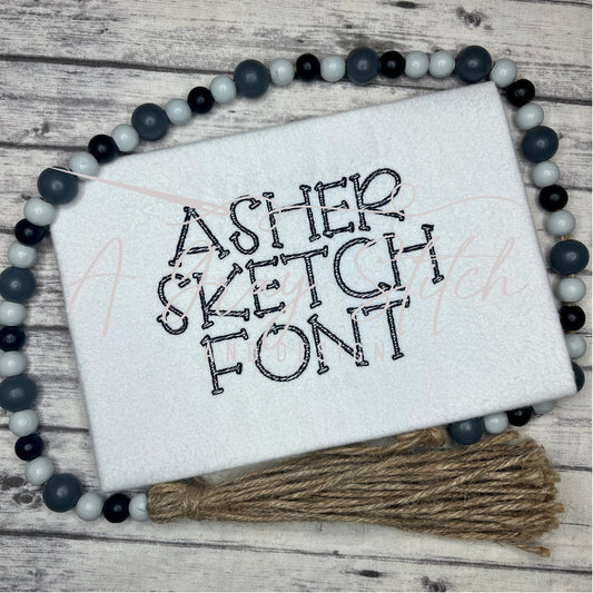 Asher Sketch Machine Embroidery Font Alphabet BX included