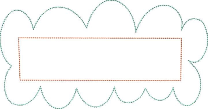 Bean Stitch Applique Scallop Name Frame Machine Embroidery Design