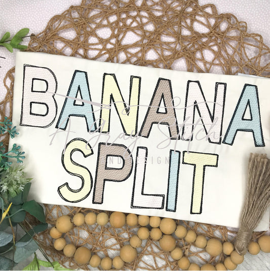 Banana Split Sketch Fill Uppercase Alphabet Machine Embroidery Font Scratchy Finish BX included