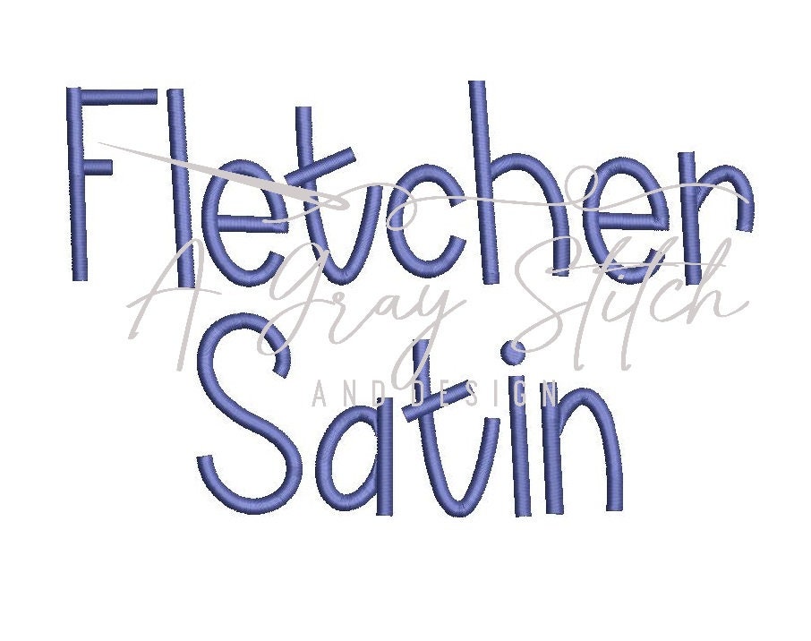 Fletcher Satin Machine Embroidery Font Full Alphabet Uppercase Lowercase BX included