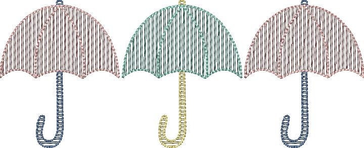 Sketch Fill Umbrella Trio April Showers Machine Embroidery Quick Stitch Design