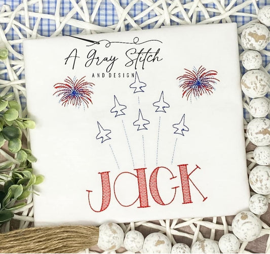 Blue Angels Fireworks Independence Day Memorial Day Machine Embroidery Quick Stitch Vintage Design