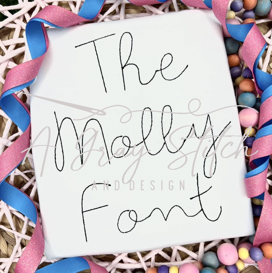 Molly Vintage Bean Stitch Embroidery Font Machine Embroidery Quick Stitch Quirky Hand written Cursive BX included